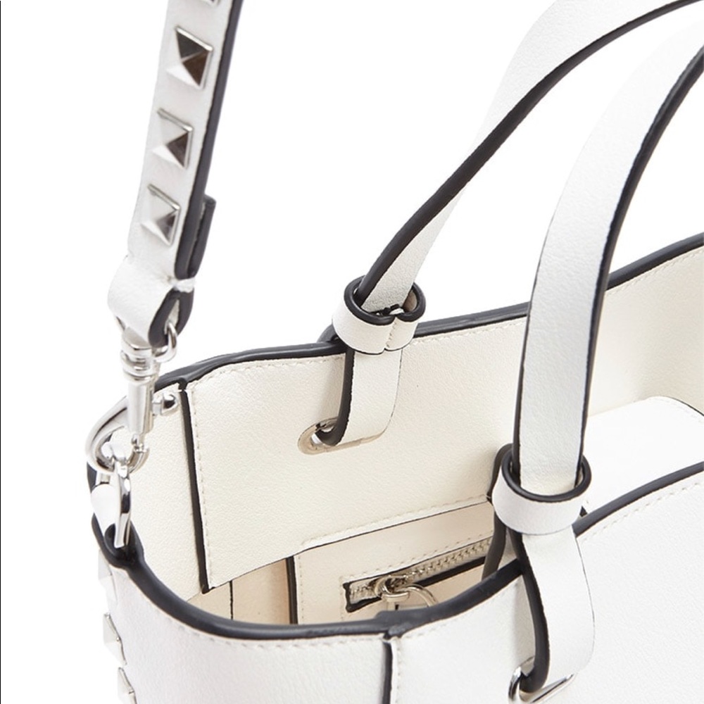 White Leather Studded Leather Bag